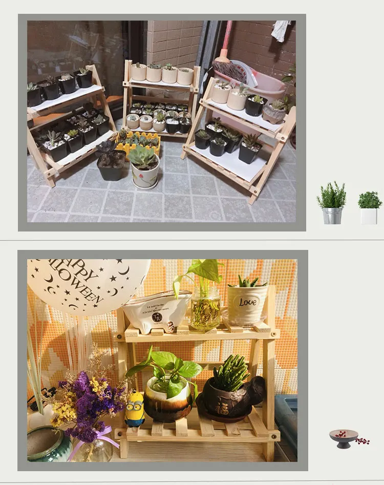 2 Tier Ladder Plant Stand Wood Flower Pot Display Shelf Rack for Indoor Outdoor Balcony Flower Plant Holder Stand Storage Rack