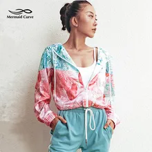 Новинка года; осенняя куртка для бега с принтом «русалочка»; Женская толстовка на молнии с длинными рукавами; свободная быстросохнущая спортивная куртка для фитнеса