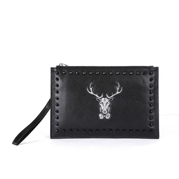 

Real Leather Men wallets Fashion Rivet Purse Multi-functional mens wallets and purses handbag Large capacity wallet Phone bag