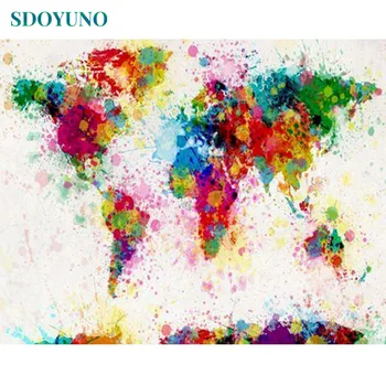 

SDOYUNO 60x75cm Frame DIY Painting By Numbers Kits Colorful Map Abstract Modern Home Wall Art Picture Paint By Numbers On Cavans