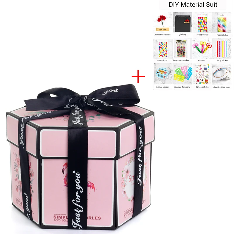 with DIY kits 6 18 цветов, вечерние подарочные коробки для скрапбукинга на юбилей, DIY фотоальбом, рождественский подарок, дропшиппинг - Цвет: with DIY kits 6