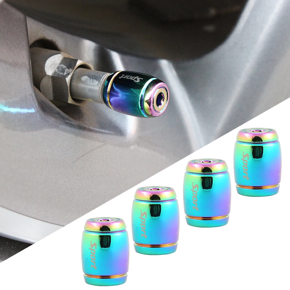 DSYCAR 1Set Fashion Zinc Alloy Anti-theft Sport Car Tire Valve Caps Wheel Tires Tire Stem Air Cap Airtight Cover for Car Styling