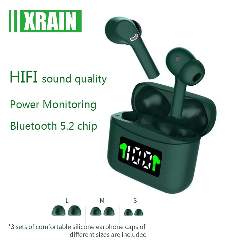 Фото Новый мини J5 зеленые наушники TWS Беспроводной Bluetooth 5 2 In-Ear HD с сенсорным экраном