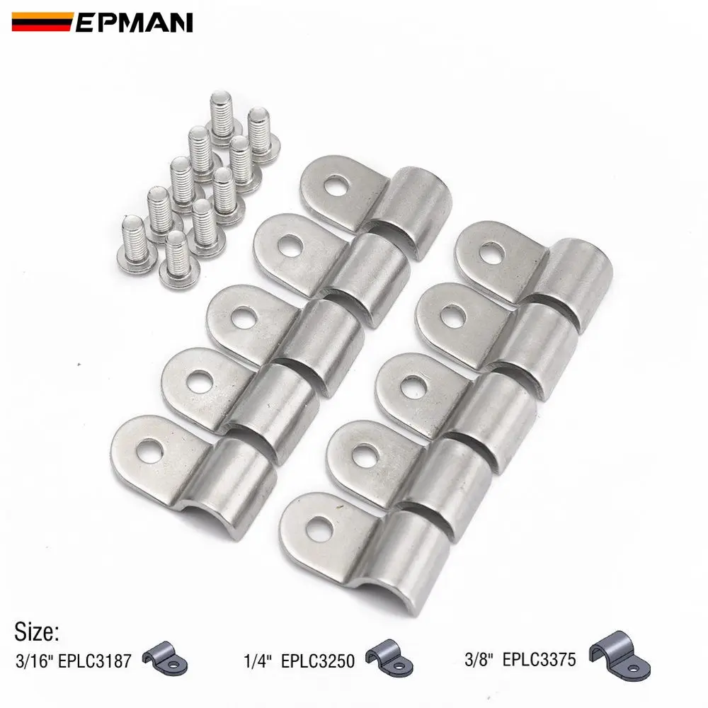 EPMAN Stainless Steel Single Line Clamps 3/8"&3/16"& 1/4" 1 Pack Modified  Fits Fuel Line, Air, Electrical, Brake Lines EPLC3375
