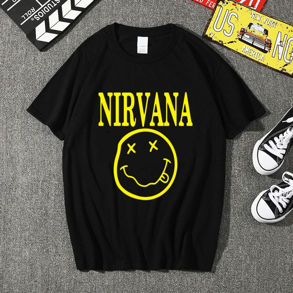 Футболки Nirvana для мужчин и женщин летние хлопковые топы футболки с принтом
