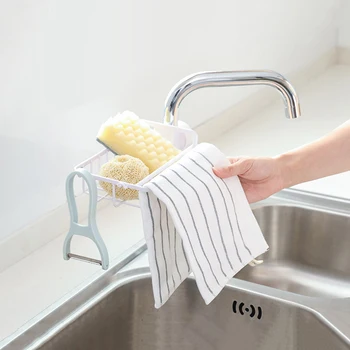 

1pc High Quality ABS Material Sponge Rag Sink Drain Rack With Hook Kitchen Sink Faucet Rack Shelves Hardware Bathroom Fixture