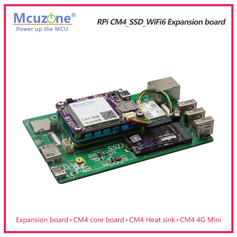 Rpi Placa de Expansão Pcie M.2 Nvme Chave 2280 2242 Ax200 Cm4_ssd_wifi6 Ax210 Wifi6e Ubuntu Quadro demonstração - Imagem 2