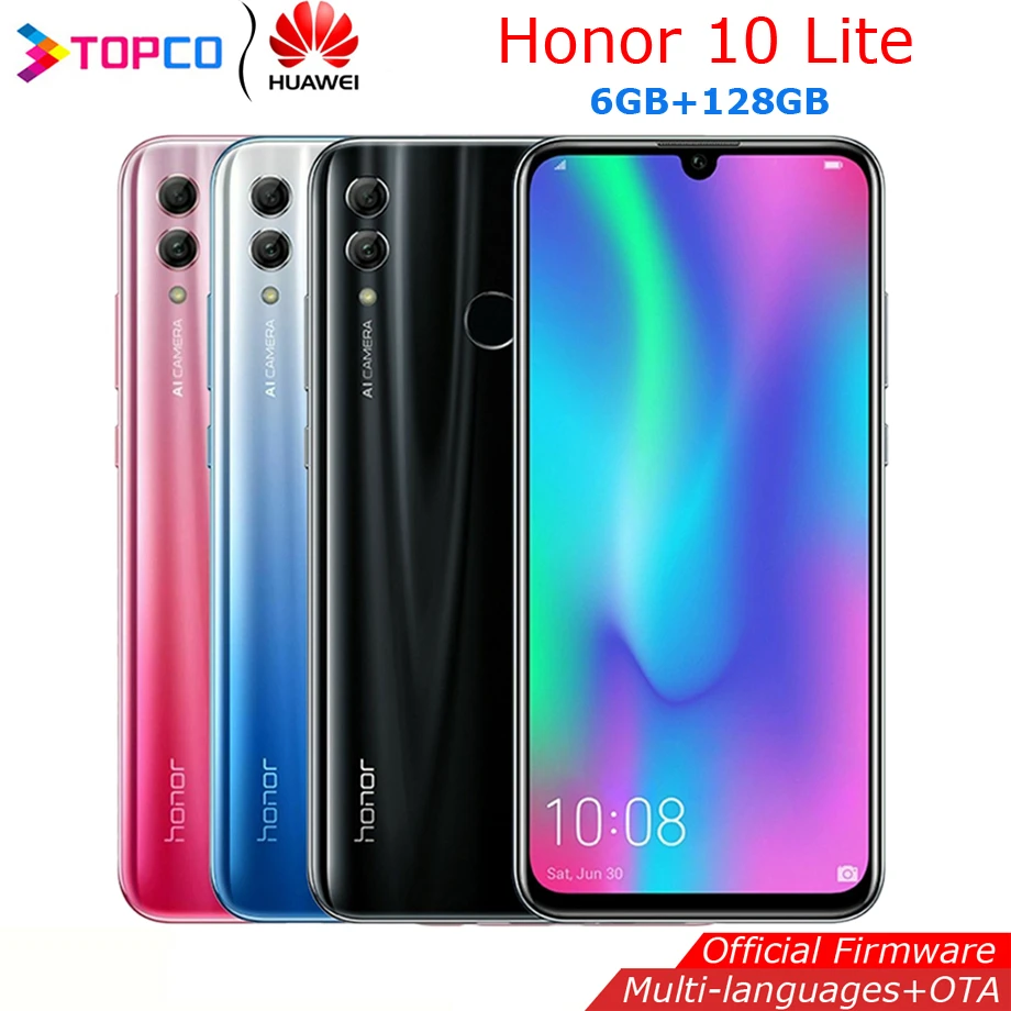 

Honor 10 Lite Mobile Phone Octa core 6.21'' 3400mAh Battery Smartphone 24MP Front Camera Multi-Languages Fingerprint NFC