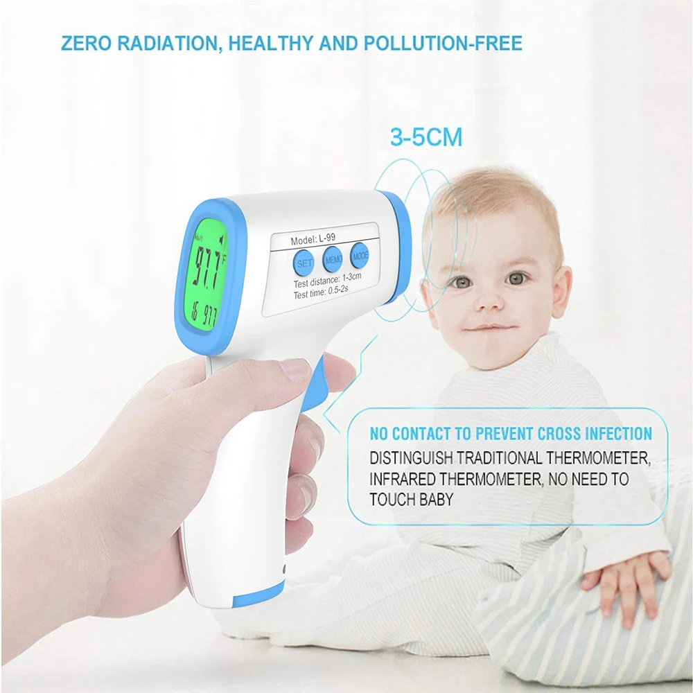 

2pcs Muti-Fuction Baby/Adult Digital Termomete Infrared Forehead Body Thermometer Gun Non-Contact Temperature Measurement Device