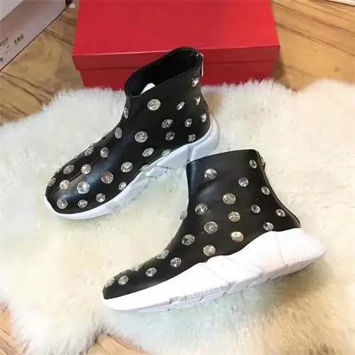 As Pic Ботильоны для женщин Стразы Botas Mujer; кожаная обувь; Модные женские слипоны; bottes femme; женская обувь; Botines Mujer; - Цвет: As Pic