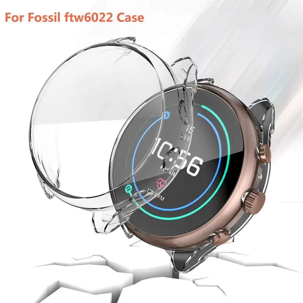

For Fossil FTW6022 Screen Protector Case Cover, All-Around TPU Plated Protective Frame Scratch Resistant Bumper Shell Smartwatch