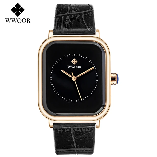 WWOOR New Design Women Bracelet Watches Top Brand Luxury Gold Square Quartz Watch Ladies Dress Waterproof Wrist Watch Gift Clock 