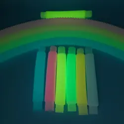 Tubo inquieto luminoso para niños, juguetes coloridos de plástico, tubo elástico de descompresión, alivio del estrés, juguetes sensoriales para niños, regalo de desarrollo temprano DIY