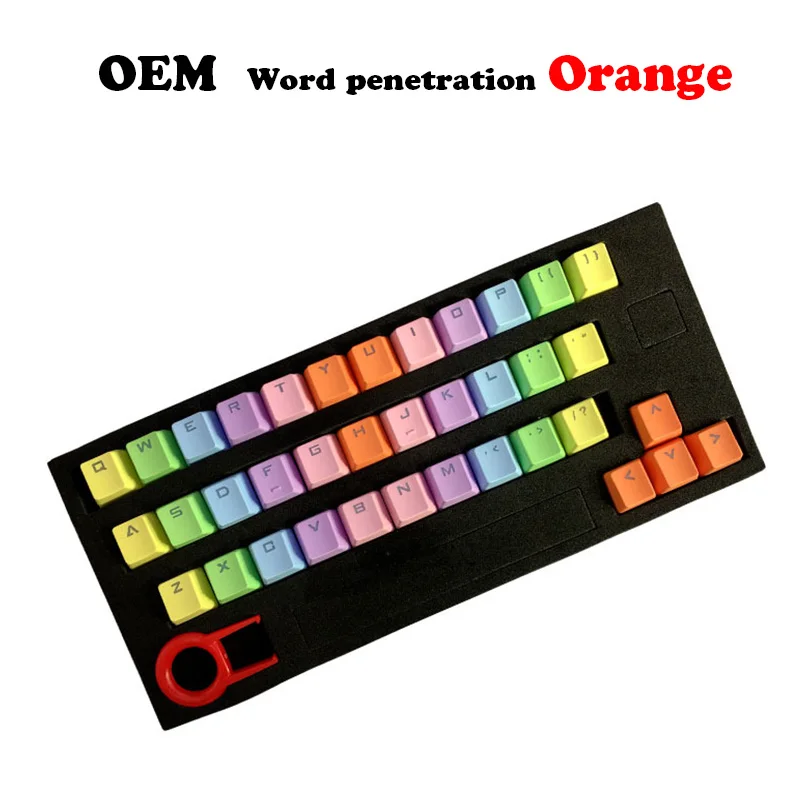 Cherry PBT Word Penetration Keycaps 37keys Shot Translucidus Backlight Backlit Rainbow Keycaps for