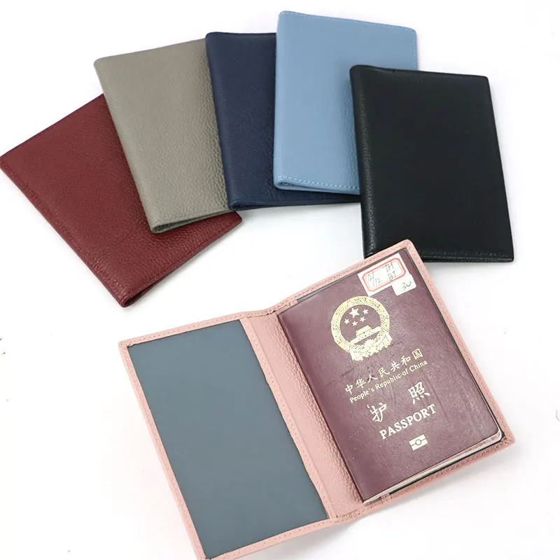 Passport Cover Fashion Case Passport Holder Real Leather Pebbled Passport Cover Portable Boarding Cover Travel Accessories Travel Bag