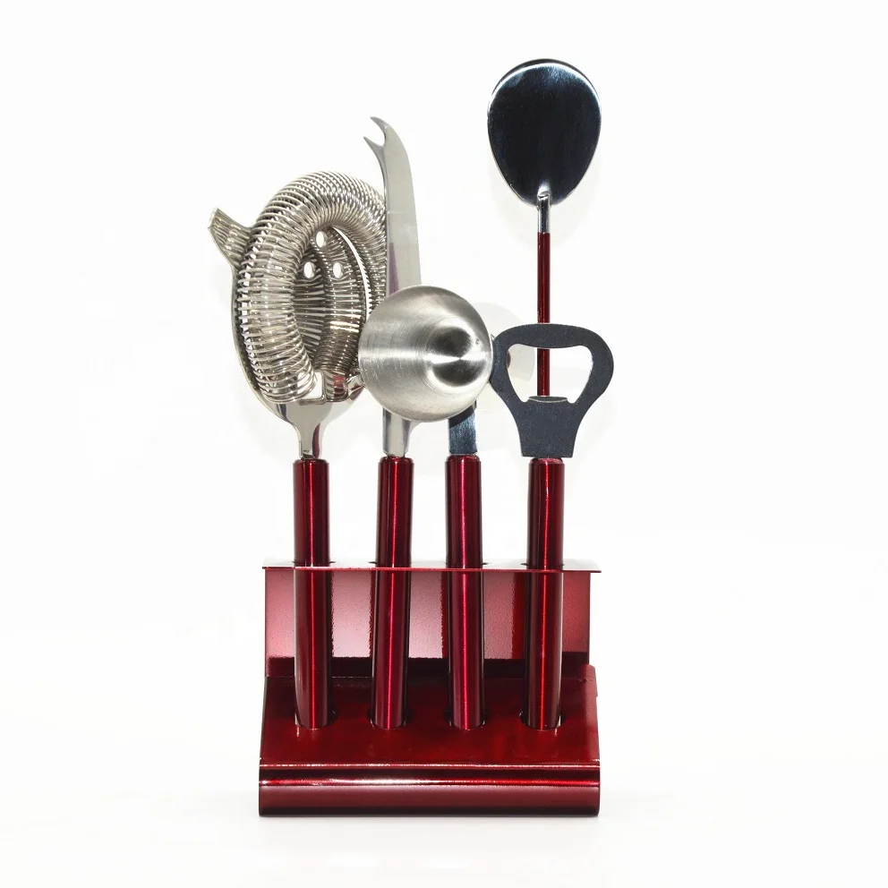 Wholesale Multi-color Stainless Steel 5pcs Cocktail Home Tool Bar set