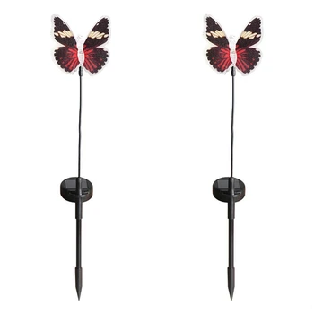

7 Colors Changing Waterproof Led Solar Fiber Optic Butterflies Shape Lights Outdoor Garden Lawn Stake Lights Waterproof 2 Pack