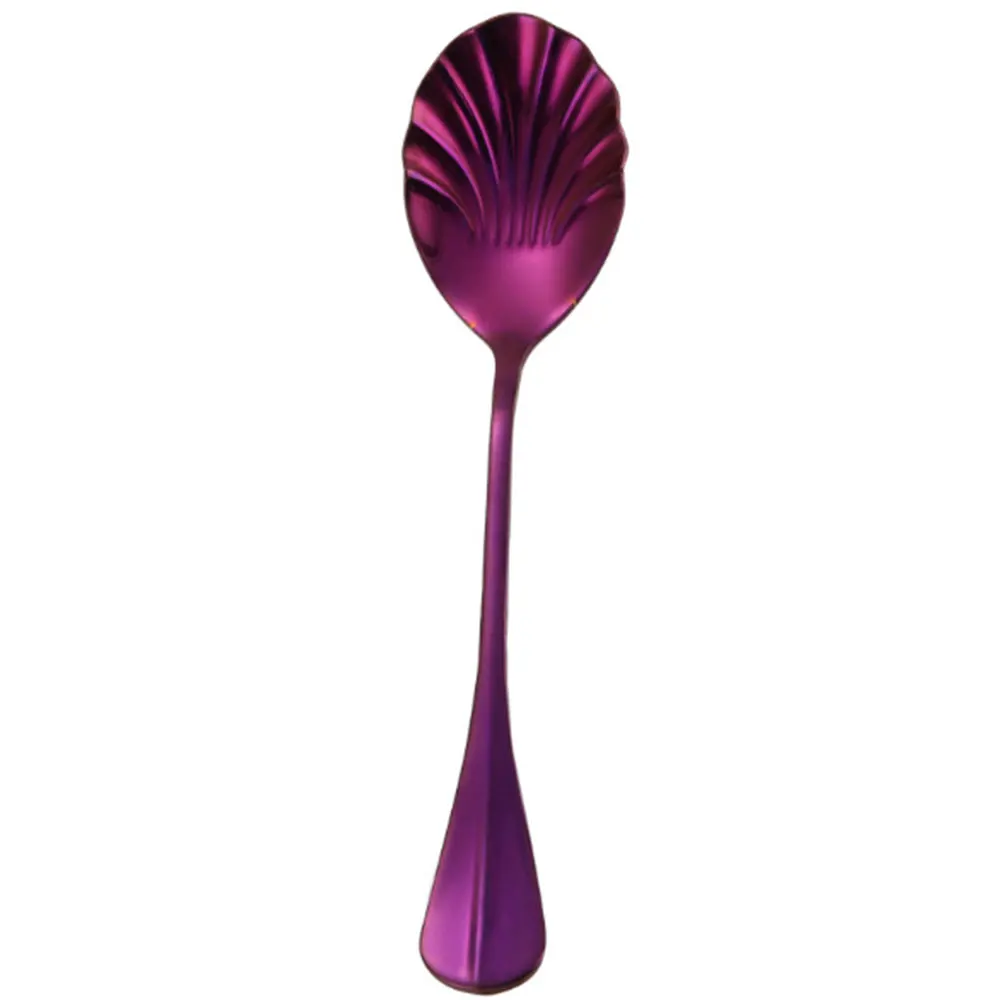Purple Кофейная ложка в виде ракушки подарки десертное мороженое нержавеющая сталь для дома Мода Кухня Перемешивание Молоко бар ложки для питья - Цвет: Purple
