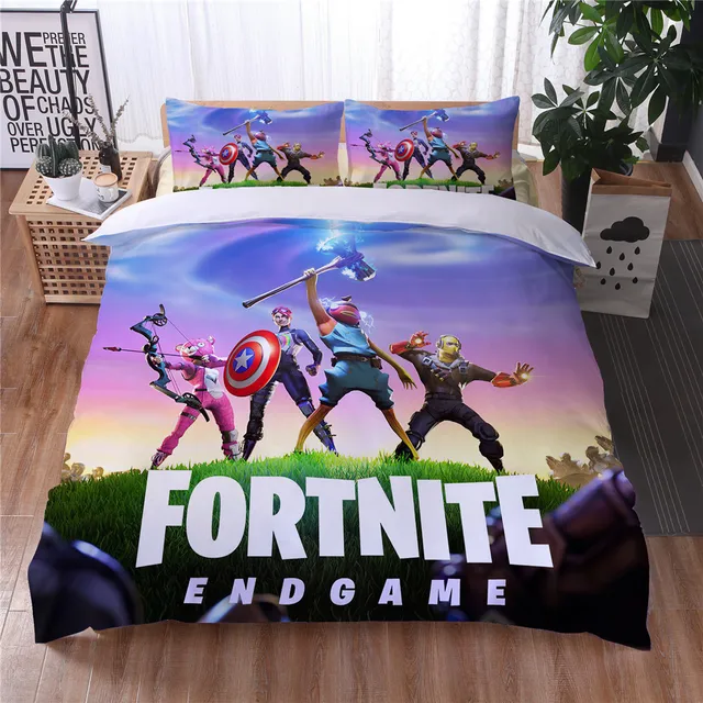 Juego de ropa de cama de Fortnite, funda de edredón, funda de almohada, tamaño y King|Cine y TV| - AliExpress