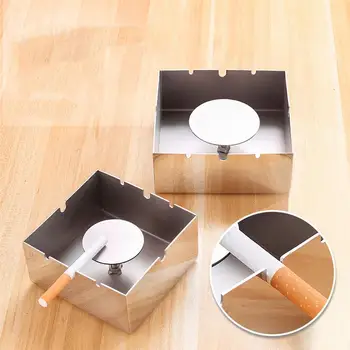 

Square Ashtray Stainless Steel Cigarette Holder Box Portable Anti-scalding Cigare Smoking Tools Home Gadgets
