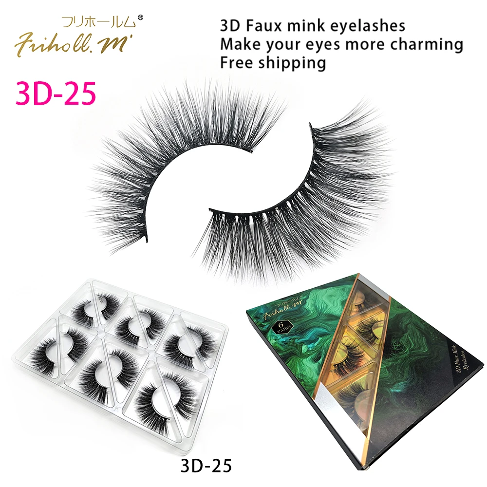 Friholl.m 6Pairs 3D Mink Hair False Eyelashes Fluffy Wispy Thick Lashes Handmade Soft Eye Makeup Extension Tools | Красота и здоровье
