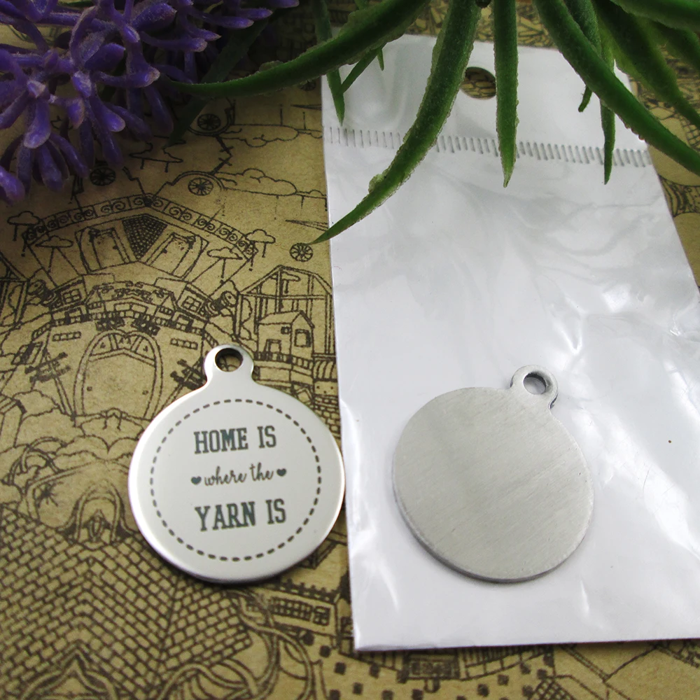 

20pcs--"home is where the yarn is version 2"stainless steel charms 5 styles for choosing DIY Charms for necklace bracelets