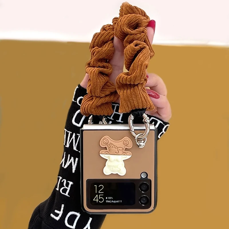 Tea cloth pattern portable lanyard is suitable for Samsung zflip3 mobile phone case fashion Galaxy Zflip3 sm-f7110 | Мобильные