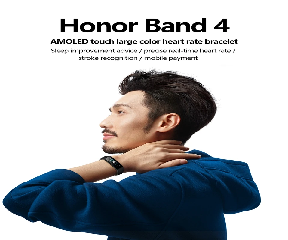 100% Original Huawei Honor Band 4 SmartBand Amoled 0.95" Colorful Touch Screen 50M Swim Heart Rate Sleep Snap Monitor Wristband