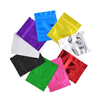 

100 pcs Colorful Top Feed Foil Ziplock Bags Food Pouch,Mylar Aluminum Foil Bags,Tea Pouches,Ziplock Food Storge Bag