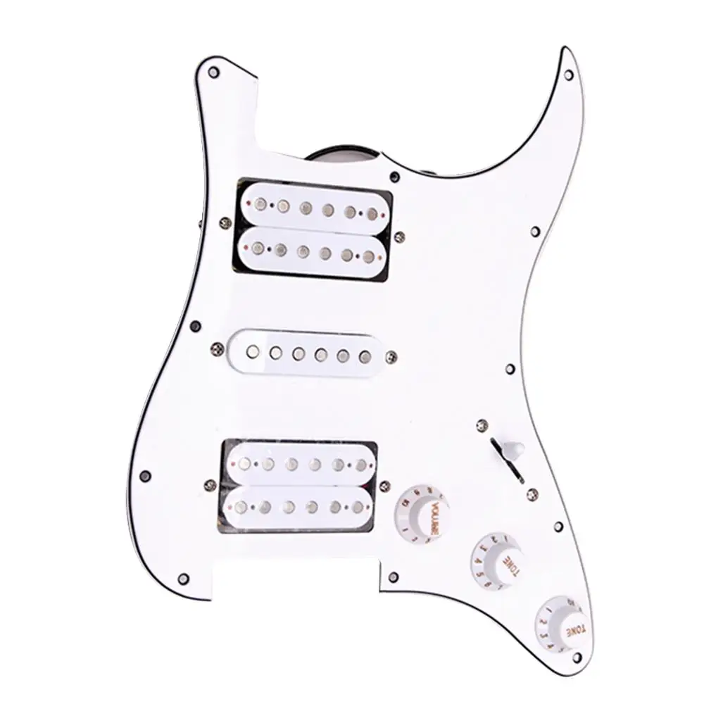 Белый загруженный Pickguard 3Ply 11 Отверстие HSH Humbuckers Пикап для Fender Stratocaster|Детали и