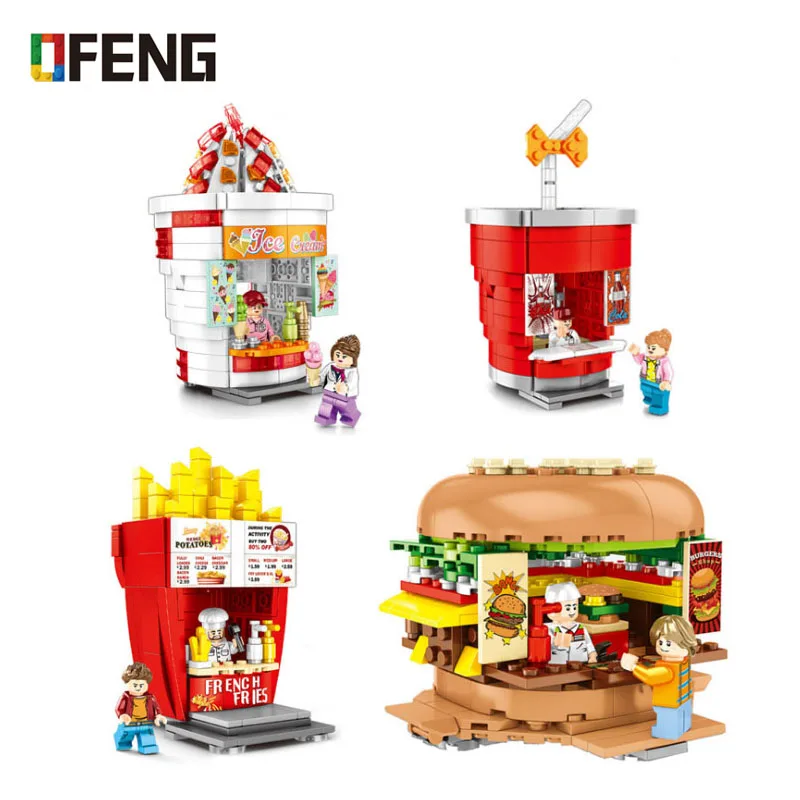 

SEMBO Mini Blocks Street Shop Building Store Micro Bricks chips hamburger Ice cream model Educational Fun toys Children Gifts