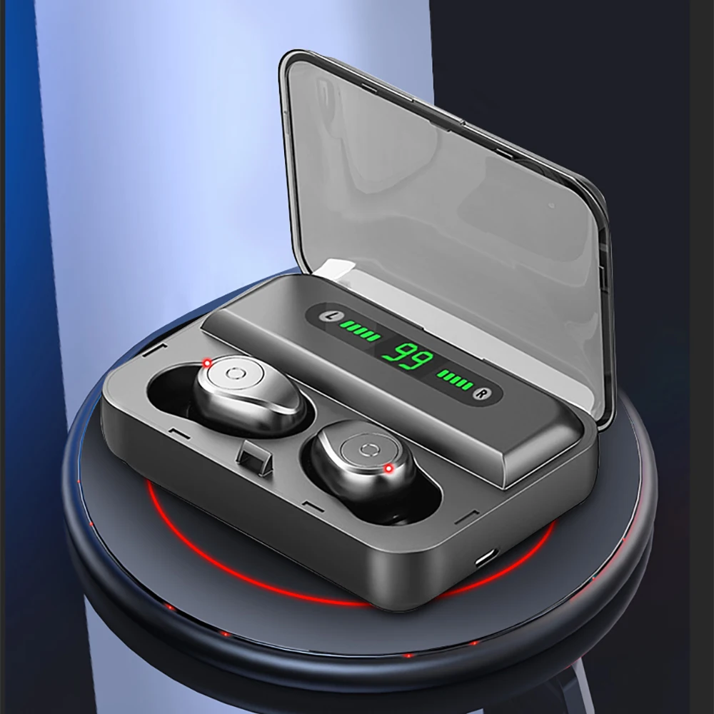

Bluetooth 5.0 wireless earphone HD Stereo Bluetooth headset with Digital display 2000MA Power Bank For galaxy buds Smartphone