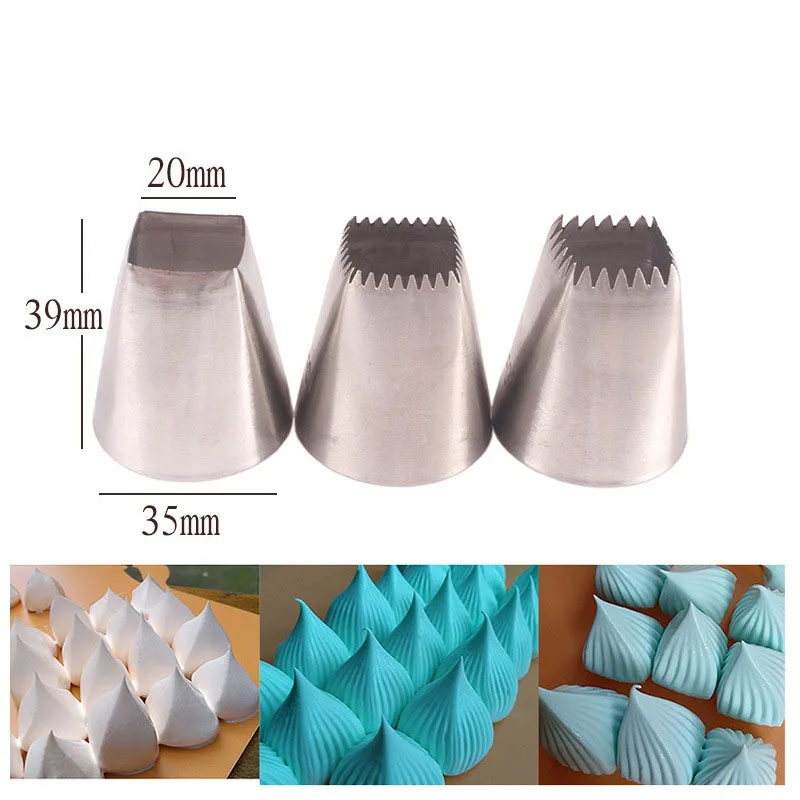 

3pcs/set Square Icing Piping Nozzles Cake Decorating Pastry Tip Sets Fondant Cake Decor Baking Tools Dessert Decorators