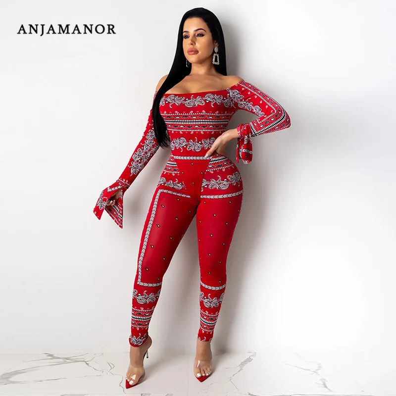 Женский комплект из 2 предметов ANJAMANOR красное боди с открытыми плечами и длинным
