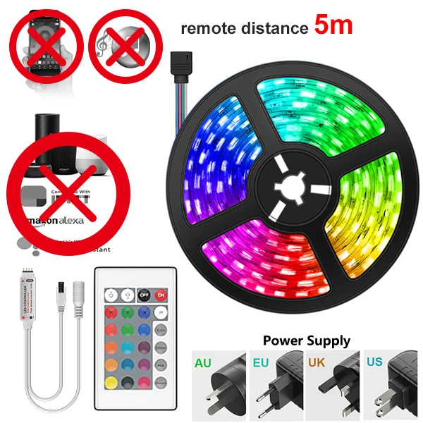 20M 30M 5050 WIFI RGB LED Strips Lights Bluetooth Luces Led Light RGB SMD 2835 Flexible Waterproof Tape Diode Control+Adapter IR control