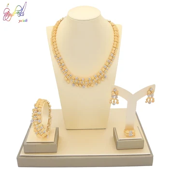 

Yulaili Fashion African Wedding Jewelry Sets Crystal Charm Necklace Earrings Bracelet Ring for Women Accessories Free Shipping