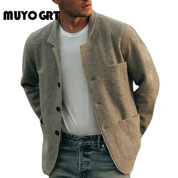 

MUYOGRT Jacket Men 2020 Autumn Solid Jacket Button Casual Cardigan Coat Sports Casual Men Hip Hop Bomber Jackets