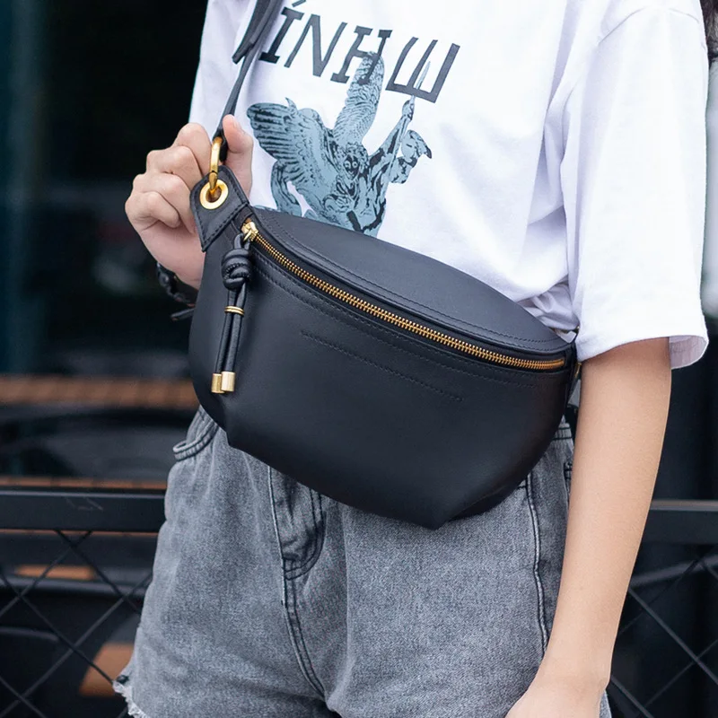 

Full-grain Leather Small CK Chest Pack Versatile Leather Pocket Fashion Ins2019 Japanese And Korean Style Street Shoulder Obliqu