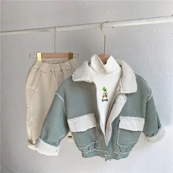 

Children's Jacket 2020 Winter New Boys and Girls Corduroy Zipper Jacket Baby Mid-length Top Kids Clothing