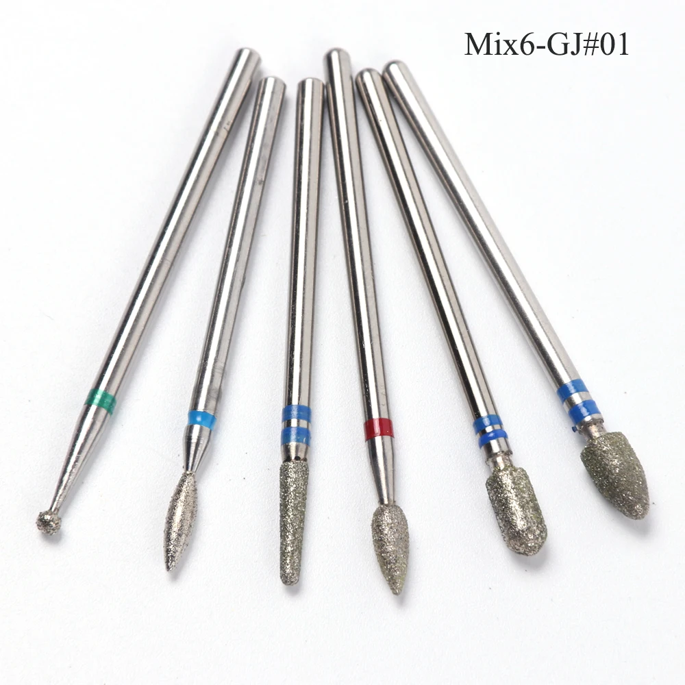 6 шт. алмазные сверла для ногтей Набор для электрической дрели маникюрный станок керамические резиновые силиконовые резаки для маникюрных инструментов SAMS/JG - Цвет: Mix6-JG01