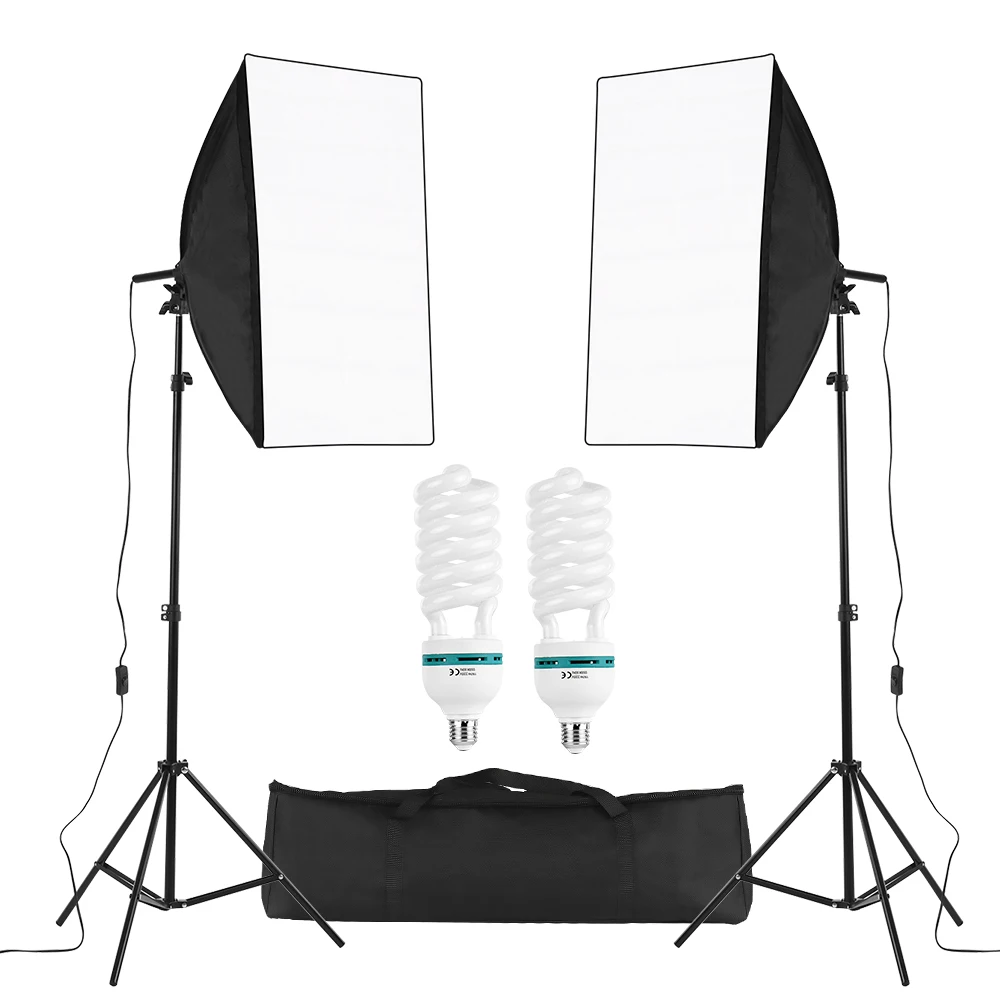 

Professional Studio Photography Cube Umbrella Softbox Light Kit Softboxes Light Bulbs Light Stands Carry Bag, 2 Packs