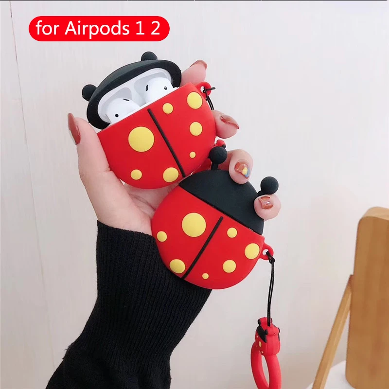 Для Apple Airpods чехол силиконовые милые аксессуары для мультяшных Airpods 2 Наушники коробка Беспроводная bluetooth-гарнитура защитный чехол