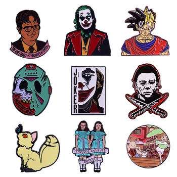

K1930 Wholesale 20pcs/lot Horror Movies Clown Pins Metal Enamel Pins and Brooches for Lapel Pin Backpack Badge Collection Gifts