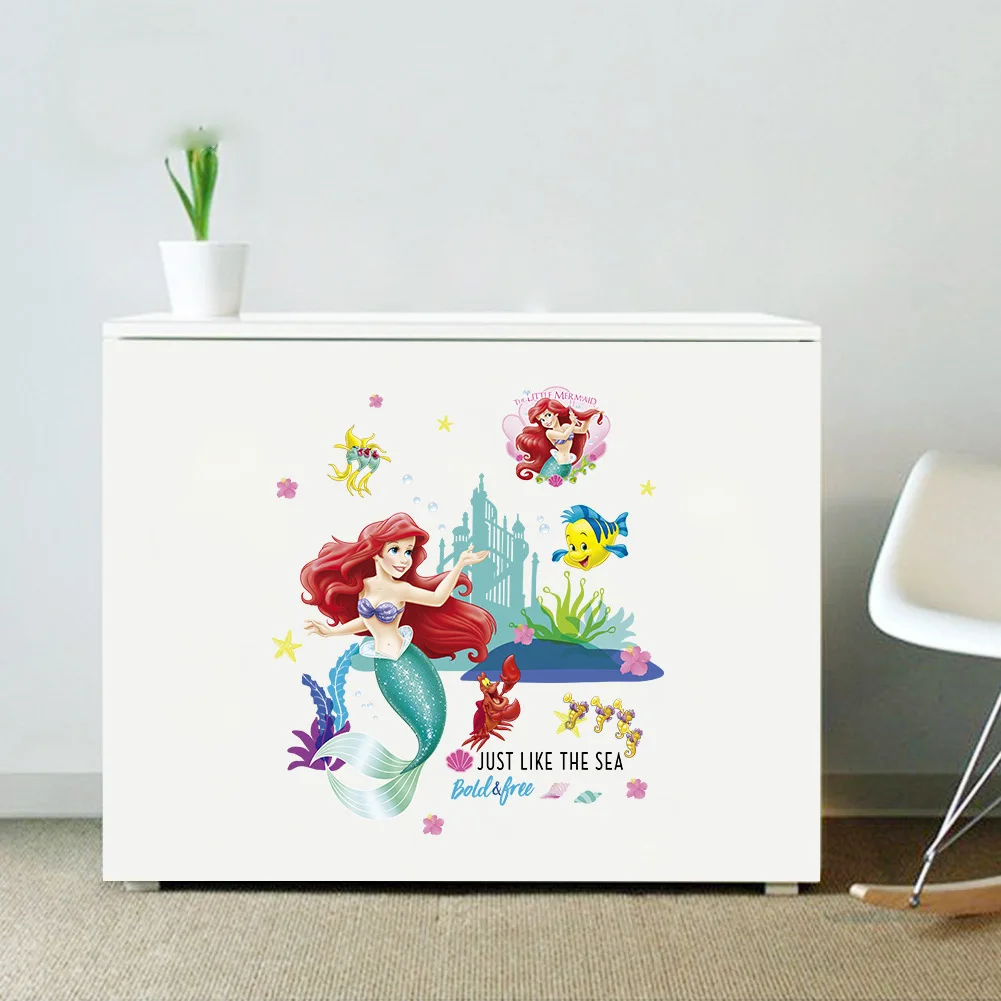 C031 disney Русалка Ванная Комната Водонепроницаемые настенные наклейки для детей спальня гостиная мобильное украшение для комнаты теплые наклейки