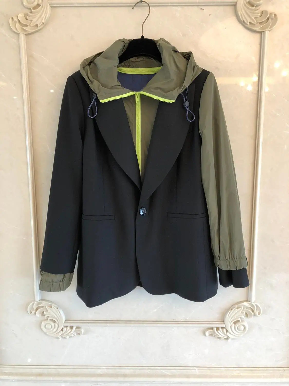winner high quality women patchwork wool jacket coat female casual hooded outerwear coat rmsx 11.2