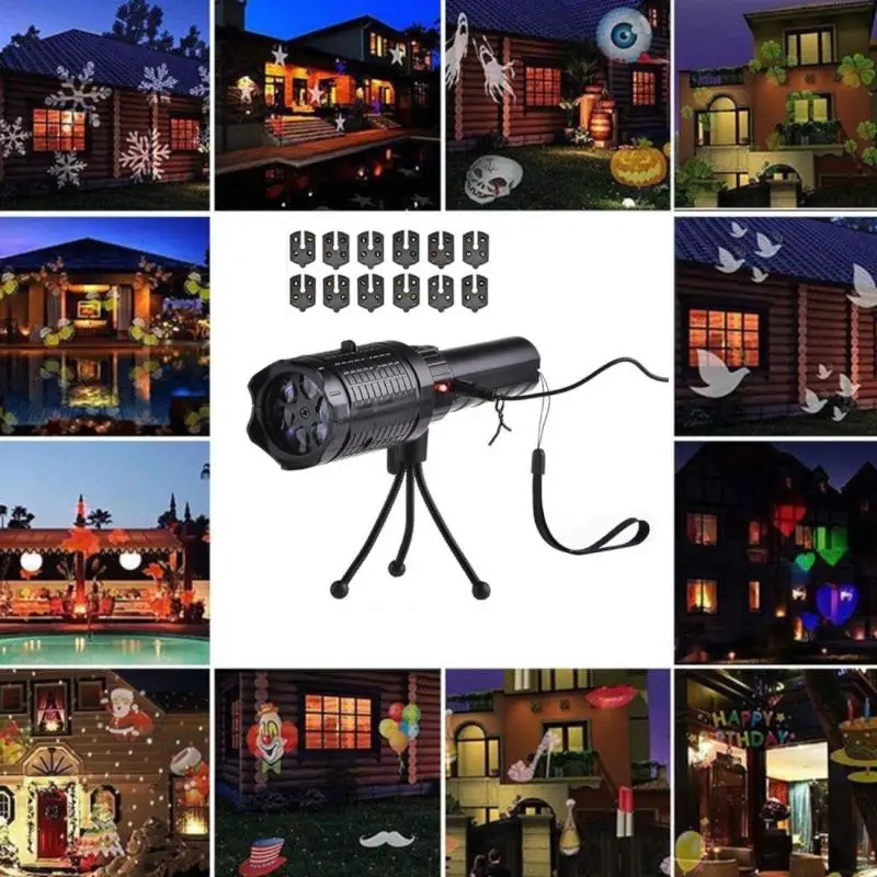 

Led flashlight High Power torch Christmas projection lamp 12 pattern projection lamp USB rechargeable Flashlight for Festival