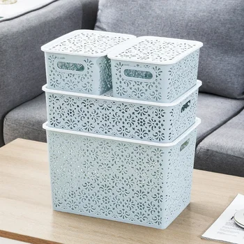 

Plastic Storage Box Hollow Household Debris Desktop Storage Basket Socks Bra Clothes Plastic Storage Household Tools
