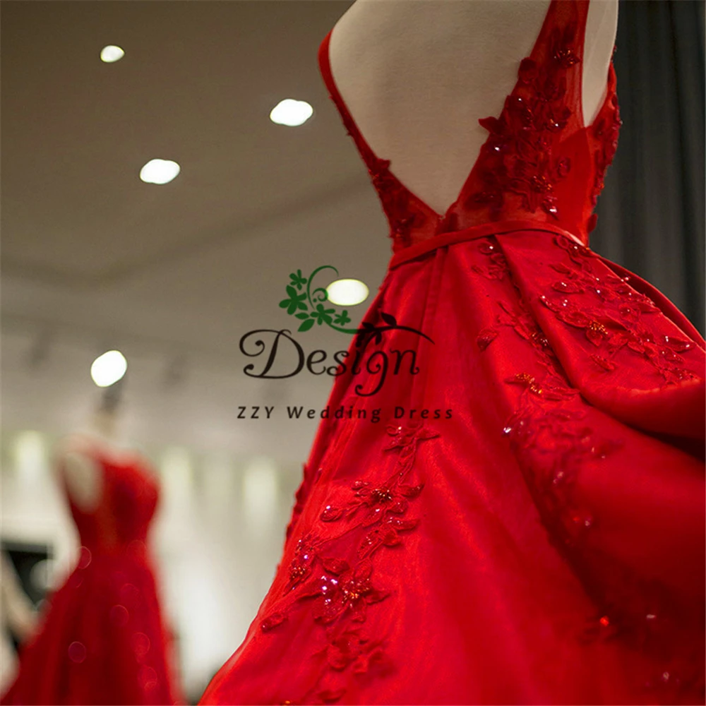 Новое поступление Vestidos De Fiesta De Noche красный орнамент ручной работы Бисероплетение атласные вечерние платья Полная длина на заказ Выпускные платья