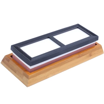 

Deluxe Sharpening Stone 2-IN-1 Whetstone with Angle Guide & Non-Slip Bamboo Base 1000/6000
