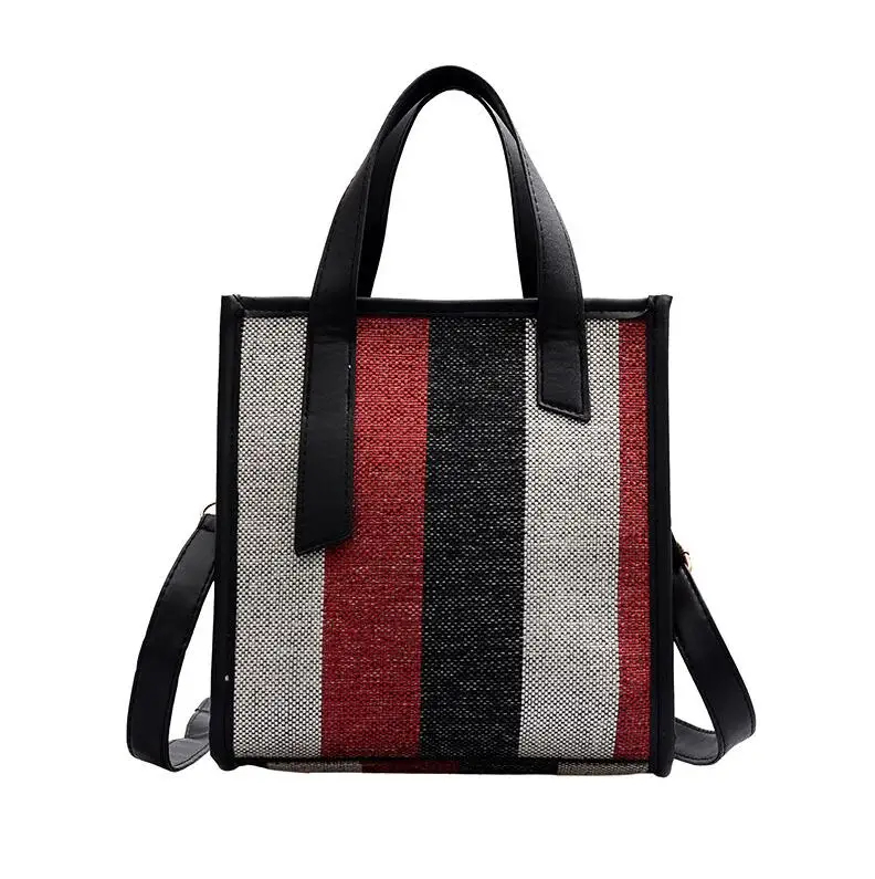 Yogodlns высокое качество хозяйственные сумки для женщин женские цветные полосы холлщовая сумка большая емкость сумка для женщин - Цвет: wine red